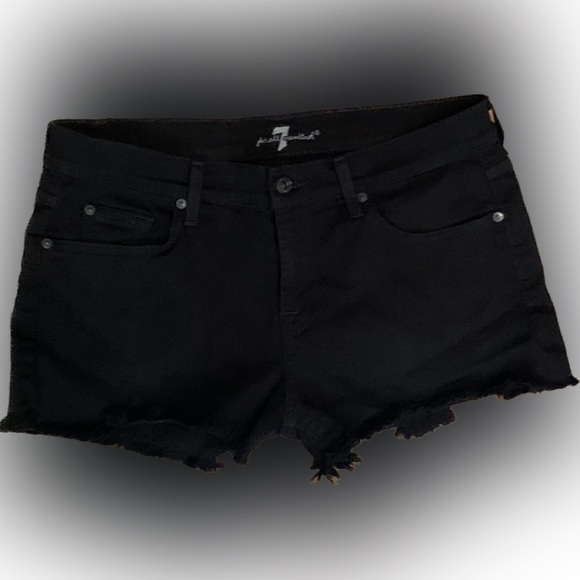 7 For All Mankind Denim Cutoff Black Shorts Women’s 29 - Picture 2 of 7